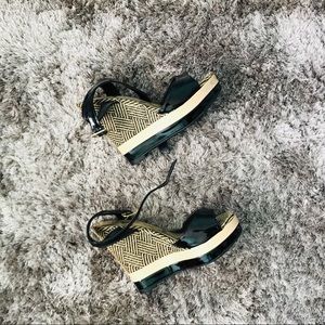 NWT black and beige wedge